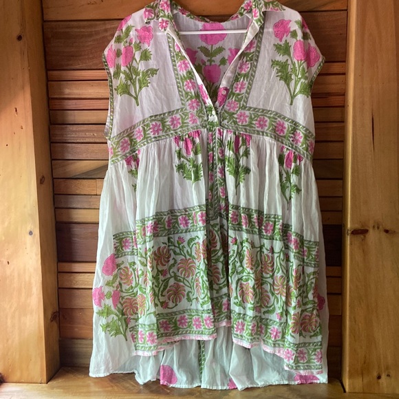 Cotton Block-print Dress - Picture 1 of 7